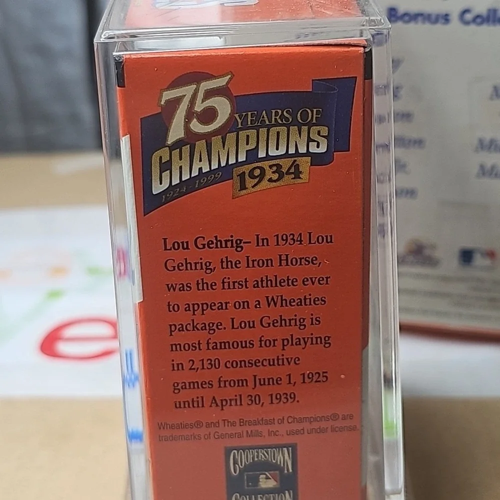 Wheaties Mini Cereal Box Collectible 24K Gold Signature 75 Years Lou Gehrig